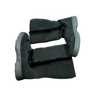 Kelly Katie Women's Black Suede Mid-Calf Fur Lined Winter Boots Size 8 Black